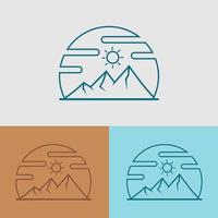 logo extérieur de montagne adapté à la marque d'aventure. logo de montagne lineart vecteur