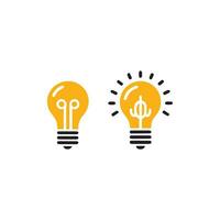 ampoule icône sur lumière Contexte. idée symbole. électrique lampe, lumière, innovation, solution, Créatif pensée, électricité. contour, plat et coloré style. plat conception. vecteur