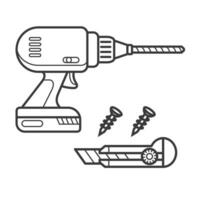 charpenterie outils du quotidien maison réparation vecteur art conception contour ligne art