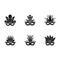 mascarade masque des icônes de glyphe noir sur un espace blanc vecteur