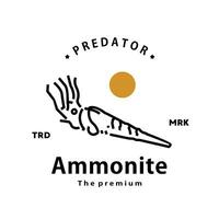 ancien rétro branché ammonite logo vecteur contour monoline art icône