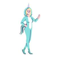 fille habillée en costume de licorne télévision vector illustration