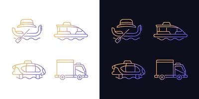 icônes de dégradé de service de taxi réservées définies pour le mode sombre et clair vecteur