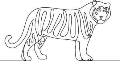 illustraion de vecteur d'art de ligne de tigre debout