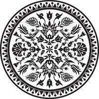 vecteur noir monochrome rond turc ornement. ottoman cercle, anneau, Cadre
