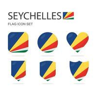 les Seychelles 3d drapeau Icônes de 6 formes tout isolé sur blanc Contexte. vecteur