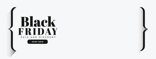 minimaliste style noir Vendredi vente classique large bannière vecteur
