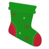 chaussette de noël verte pour les cadeaux du nouvel an vecteur