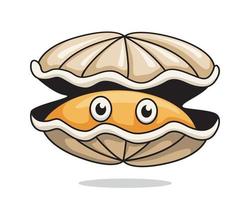 huître dessin animé mignon palourde illustration coquillages vecteur