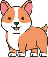 mignonne dessin animé corgi chien isolé sur blanc Contexte. vecteur illustration.