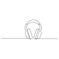 casque de musique continu ligne dessin. écoute la musique sans fil gadget. vecteur illustration isolé sur blanc