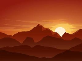 montagne au coucher du soleil paysage vecteur