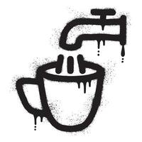 graffiti de l'eau versé dans une tasse de une robinet tiré avec noir vaporisateur peindre vecteur