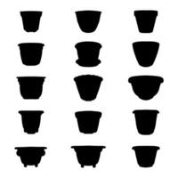 collection de Extérieur silhouette des illustrations de fleur des vases dans divers formes vecteur