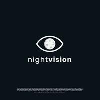 nuit vision logo, œil avec le lune concept logo vecteur