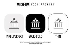 musée contour icône dans différent style vecteur conception pixel parfait