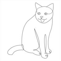 continu Célibataire ligne dessin de une mignonne chat animal de compagnie animal vecteur art dessin