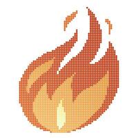 points pixel Feu flammes, brillant boule de feu, chaleur incendies et rouge chaud feu, rouge ardent flammes. vecteur