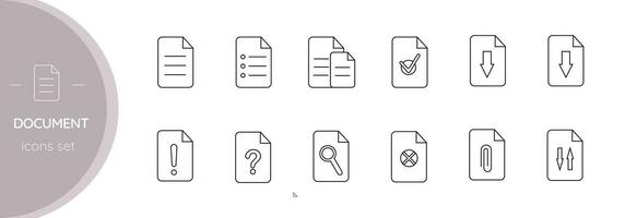 ensemble de Facile document contour Icônes. vecteur