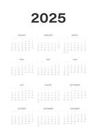 calendrier 2025 verticale a3 a4 a5 la semaine début dimanche entreprise conception planificateur modèle. vecteur graphique