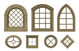 ensemble de textures de vecteur de fenêtres vintage en bois