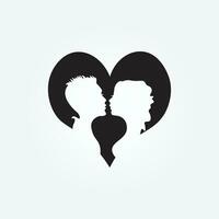 minimal couple art homme et femme visages vecteur logo. couple imprimer, baiser imprimer, valentines journée illustration