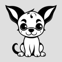 mignonne chien vecteur noir et blanc dessin animé personnage conception collection. blanc Contexte. animaux domestiques, animaux.