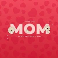 je t'aime maman. fond de coeur de fête des mères heureuse. illustration vectorielle vecteur