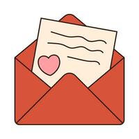 sensationnel l'amour lettre enveloppe rétro icône rétro dessin animé valentines journée élément dans branché rétro Années 60 Années 70 style. vecteur illustration.