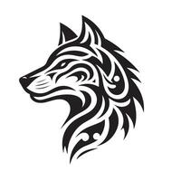 Loup tribal noir blanc moderne conception vecteur