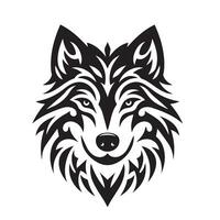 Loup tribal noir blanc moderne conception vecteur