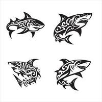 requin tribal logo icône conception illustration vecteur