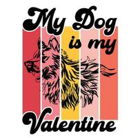 valentines rétro sublimation t chemise mon chien est mon Valentin vecteur