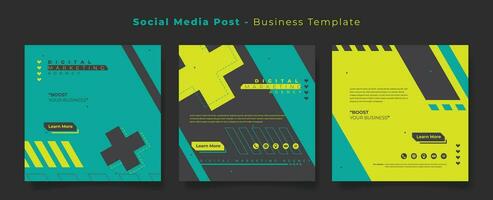social médias Publier modèle pour numérique commercialisation conception avec vert noir Contexte vecteur