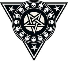 militaire signe avec crâne et pentacle, chevron, ancien conception t chemises vecteur