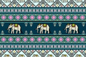 ethnique thaïlandais l'éléphant pixel art sans couture modèle. vecteur conception pour tissu, tuile, broderie, fond d'écran et Contexte