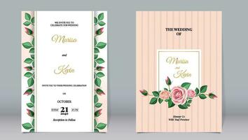 luxe mariage invitation avec magnifique des roses et ligne ornements sur une Facile minimaliste Contexte vecteur