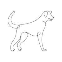 mignonne chien animal de compagnie animal continu un ligne art contour silhouette Facile dessin vecteur illustration