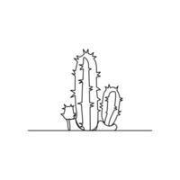 cactus continu Célibataire ligne art contour vecteur illustration dessin pour Accueil et intérieur botanique griffonnage plante minimaliste