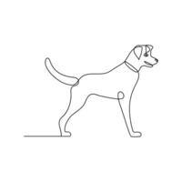 mignonne chien animal de compagnie animal continu un ligne art contour silhouette Facile dessin vecteur illustration