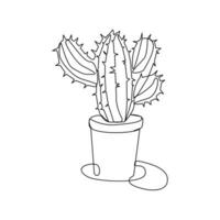 cactus continu Célibataire ligne art contour vecteur illustration dessin pour Accueil et intérieur botanique griffonnage plante minimaliste