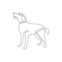 mignonne chien animal de compagnie animal continu un ligne art contour silhouette Facile dessin vecteur illustration
