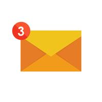 Publicité par e-mail. Boîte aux lettres et enveloppes entourées de notifications par des icônes. vecteur