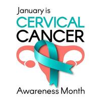 affiche pour cervical cancer conscience mois avec une sarcelle ruban. moderne plat vecteur illustration
