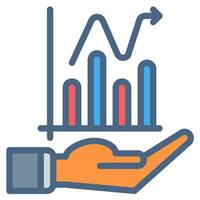 croissance graphique bar et main icône contour noir style. affaires et la finance Icônes vecteur