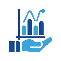 croissance graphique bar et main icône contour noir style. affaires et la finance Icônes vecteur