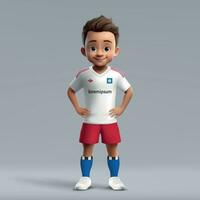 3d dessin animé mignonne Jeune football joueur dans Football uniforme vecteur