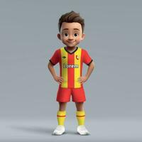 3d dessin animé mignonne Jeune football joueur dans Football uniforme vecteur