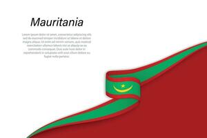vague drapeau de Mauritanie avec fond Contexte vecteur