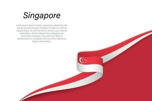 vague drapeau de Singapour avec fond Contexte vecteur